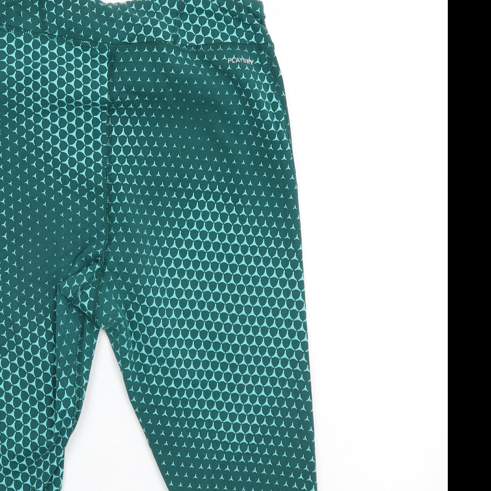 Reebok Womens Green Polka Dot  Capri Leggings Size 12 L16 in