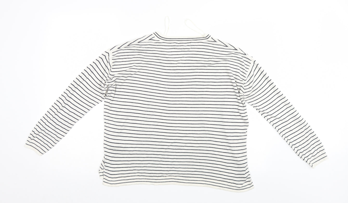 M&S Womens White Striped  Pullover Jumper Size M