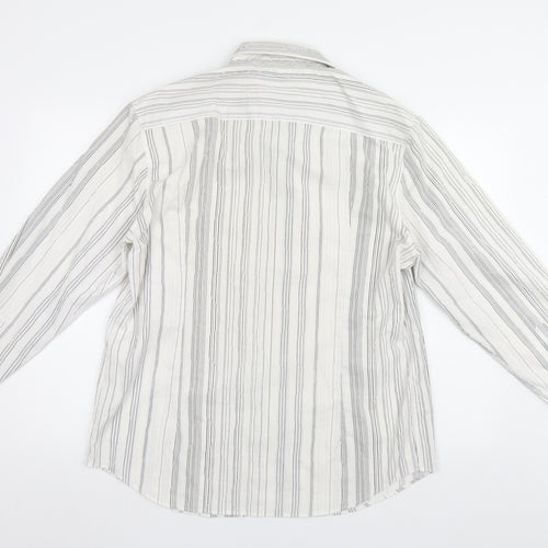 Burton Mens White Striped   Button-Up Size L