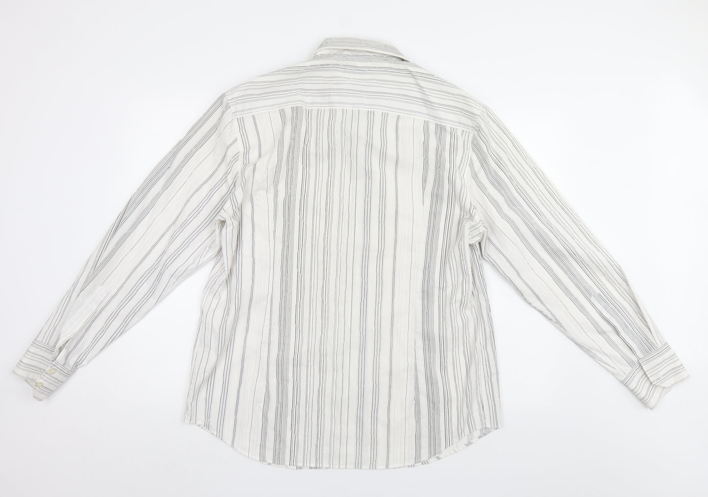 Burton Mens White Striped   Button-Up Size L