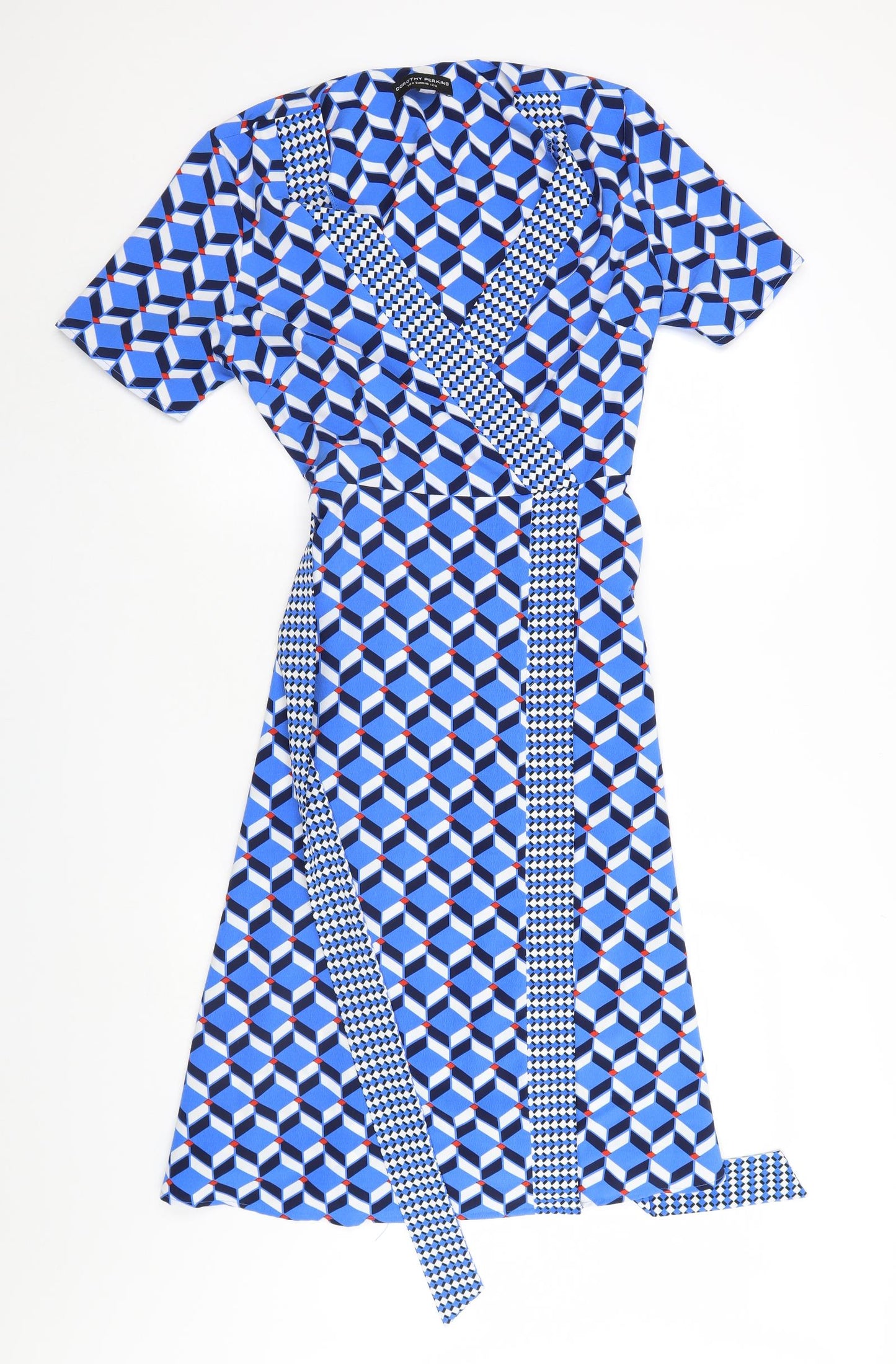 Dorothy Perkins Womens Blue Geometric  A-Line  Size 12