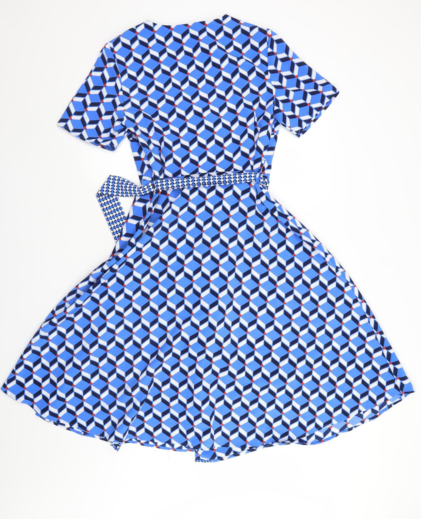 Dorothy Perkins Womens Blue Geometric  A-Line  Size 12