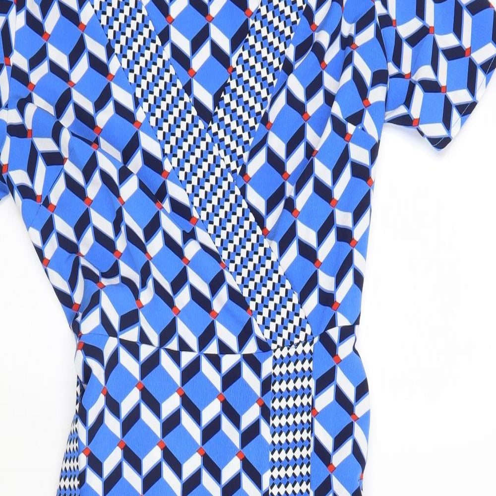 Dorothy Perkins Womens Blue Geometric  A-Line  Size 12