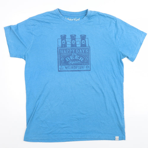 Wierd Fish Mens Blue    T-Shirt Size XL