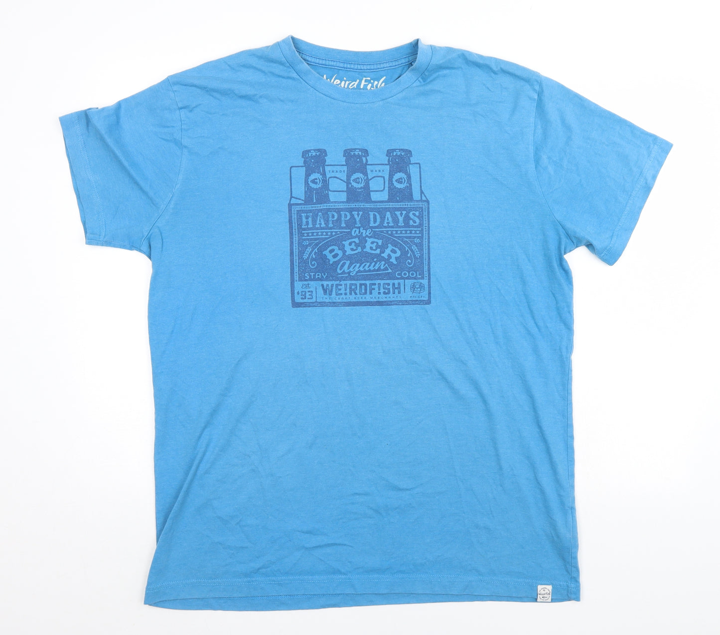 Wierd Fish Mens Blue    T-Shirt Size XL