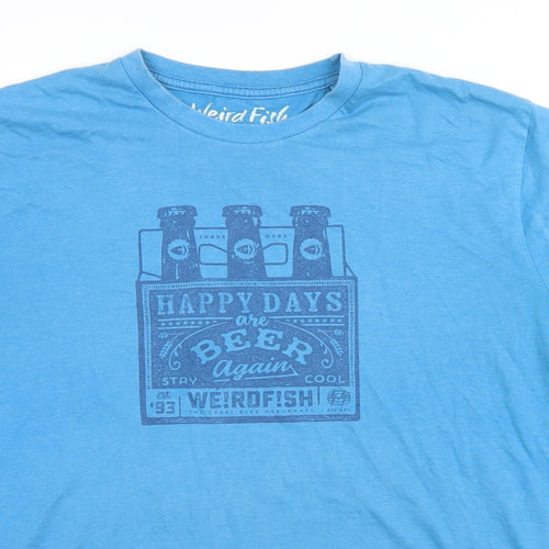 Wierd Fish Mens Blue    T-Shirt Size XL