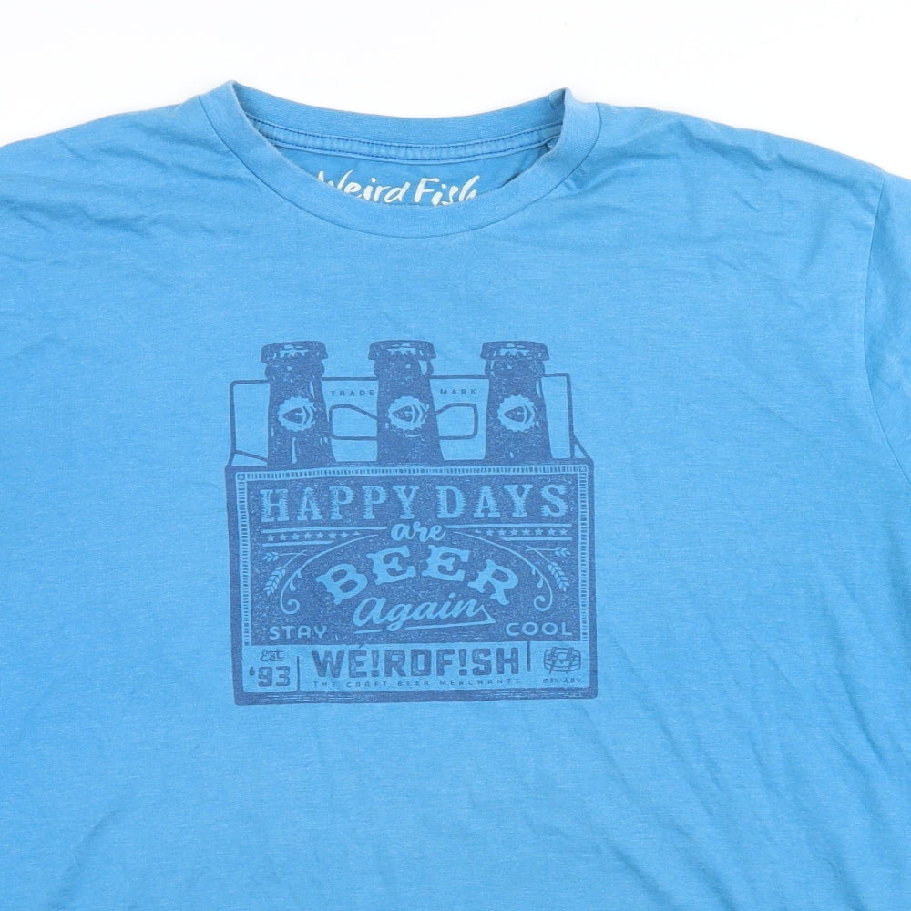 Wierd Fish Mens Blue    T-Shirt Size XL