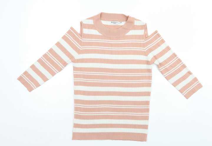 Brave Soul Womens Pink Striped Pullover Jumper Size 14