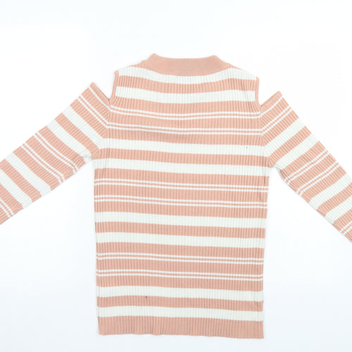 Brave Soul Womens Pink Striped  Pullover Jumper Size 14