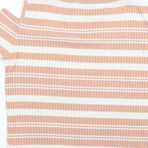 Brave Soul Womens Pink Striped  Pullover Jumper Size 14