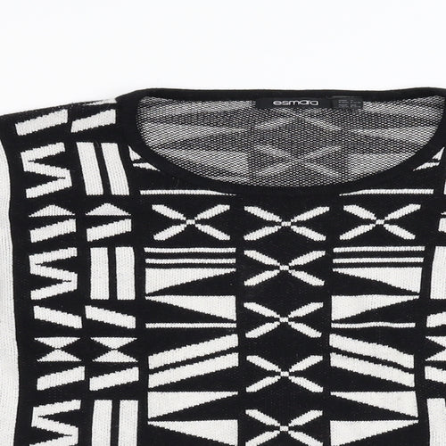 ESMARA Womens Black Geometric Knit Pullover Jumper Size 14