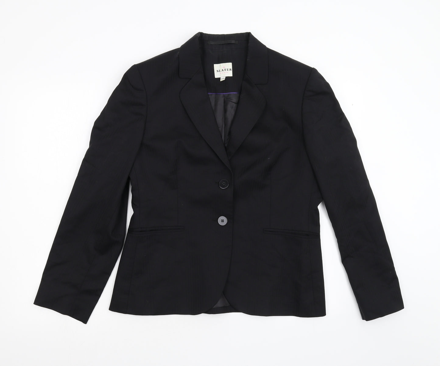 Slater Womens Black Striped  Jacket Blazer Size 14