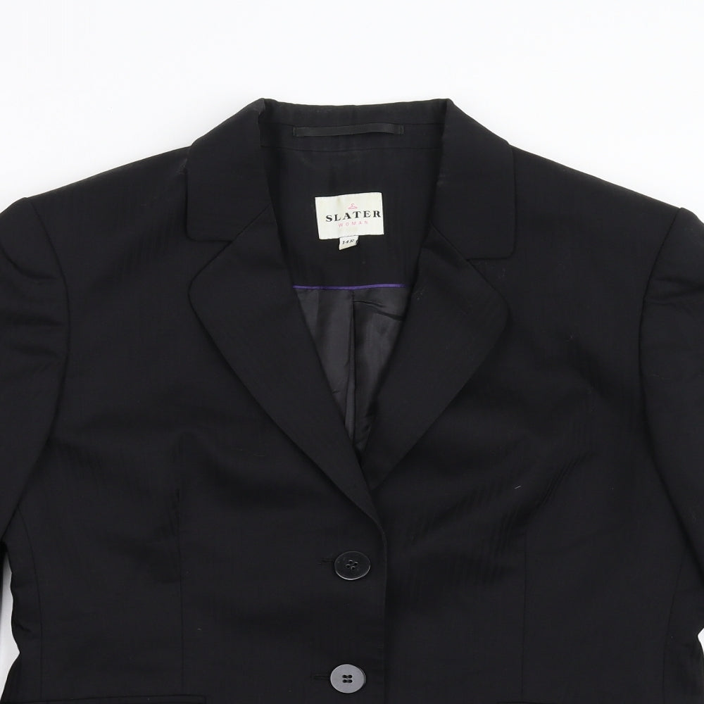 Slater Womens Black Striped  Jacket Blazer Size 14