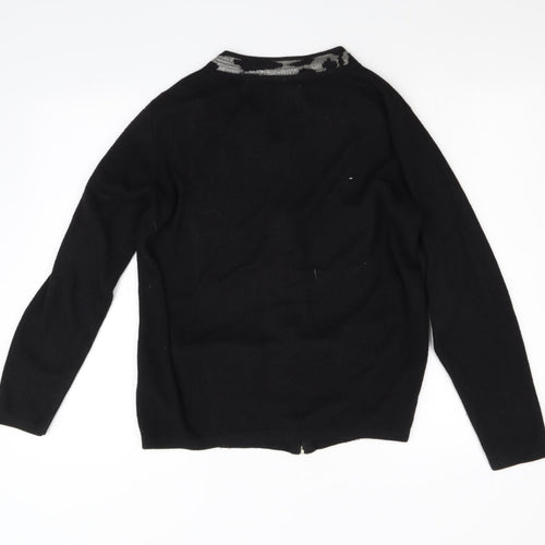 Anna Rose Womens Black Geometric Knit Cardigan Jumper Size S