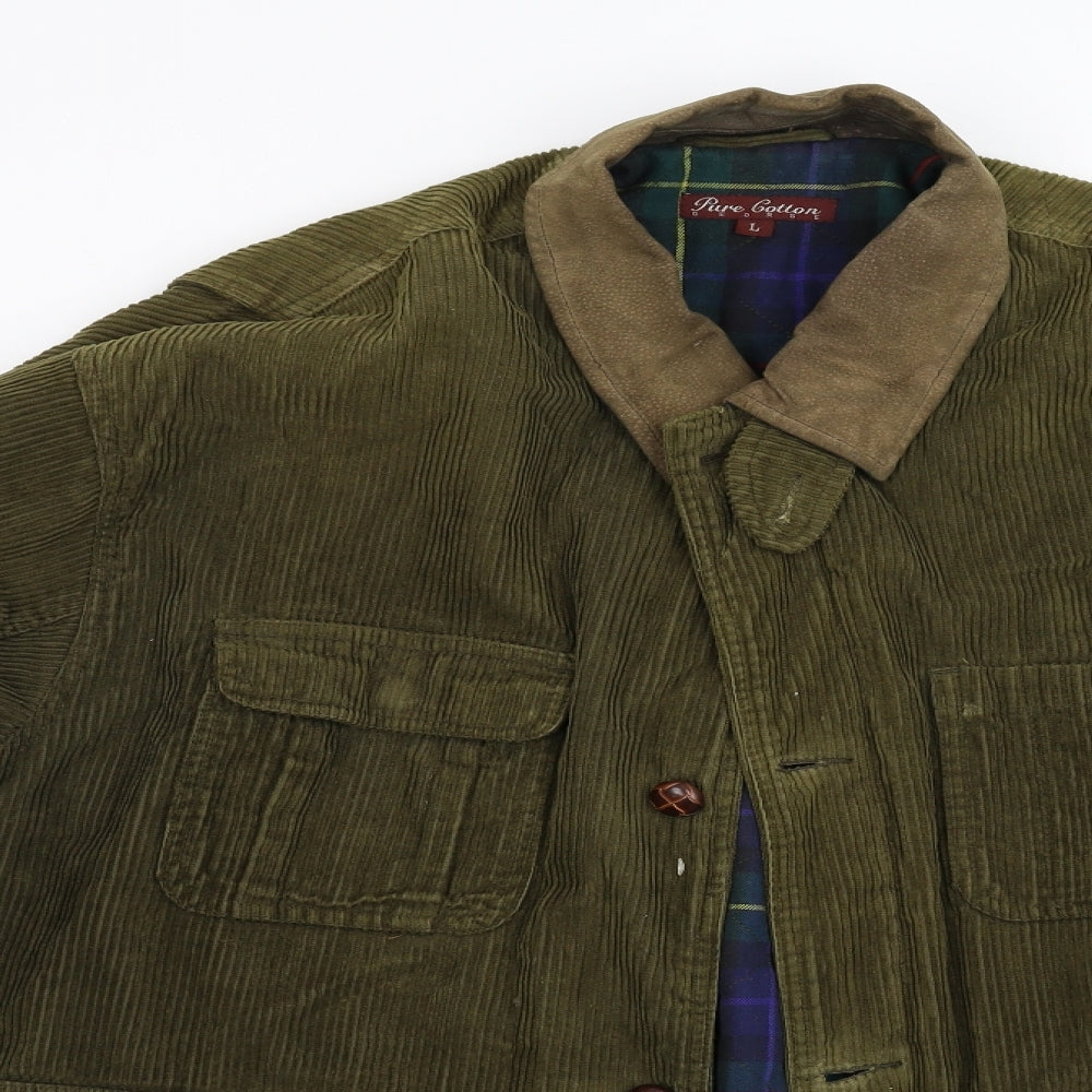 George Mens Green  Corduroy Overcoat Coat Size L