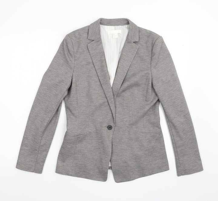 H&M Womens Grey Jacket Suit Jacket Size 12