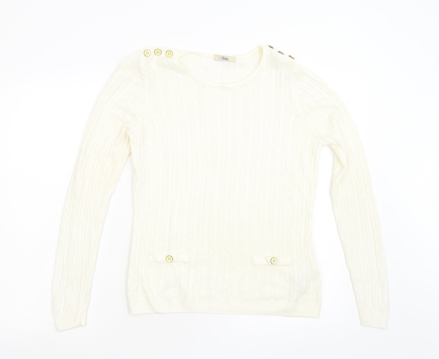 M&S Womens Ivory  Knit Pullover Jumper Size 8