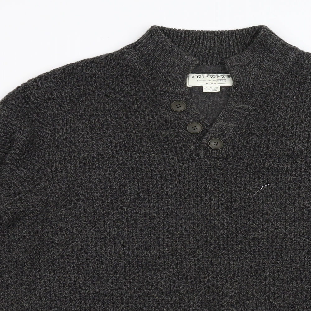 F&F Mens Grey  Knit Pullover Jumper Size XL