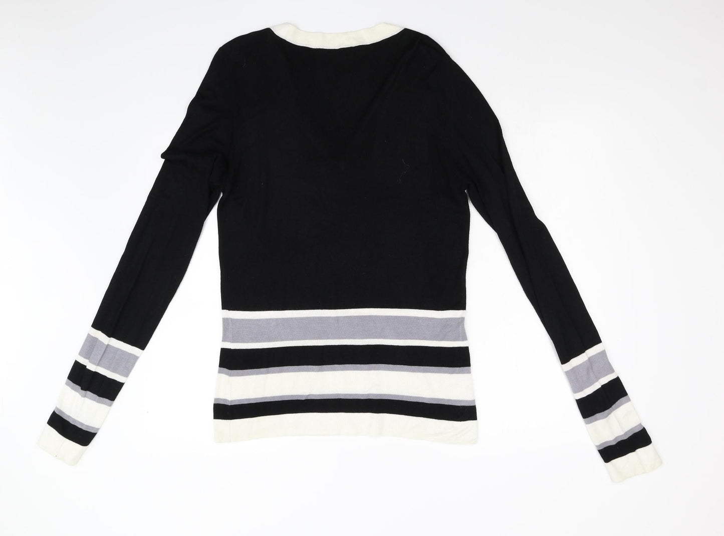New Look Womens Black Striped Knit Pullover Jumper Size 12