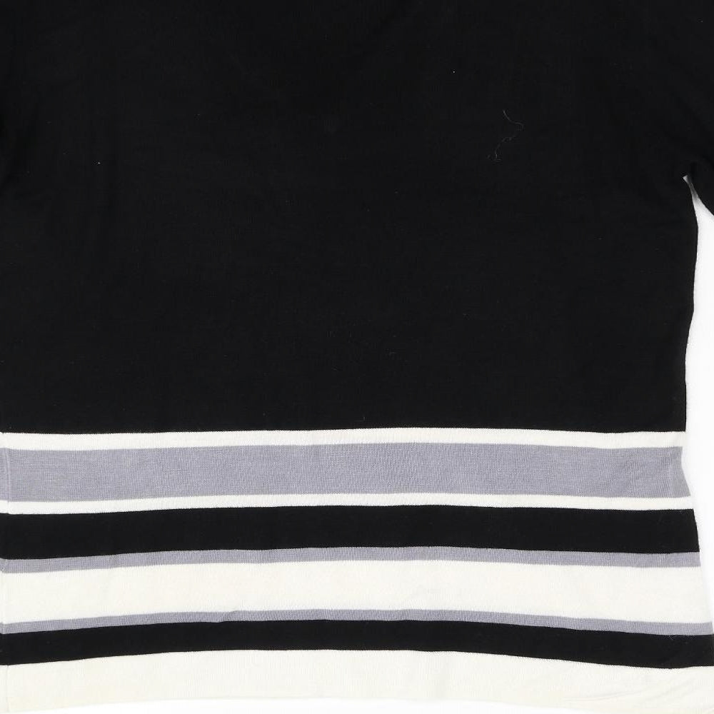 New Look Womens Black Striped Knit Pullover Jumper Size 12