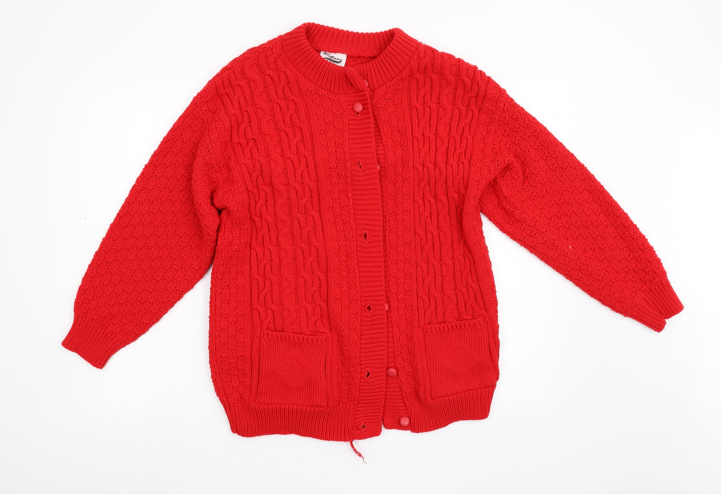Miss Foxy Womens Red  Knit Cardigan Jumper Size L