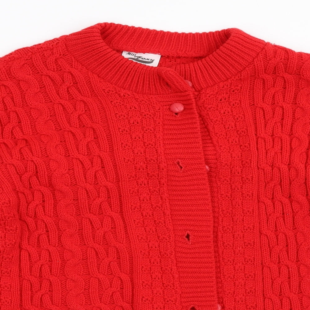 Miss Foxy Womens Red  Knit Cardigan Jumper Size L