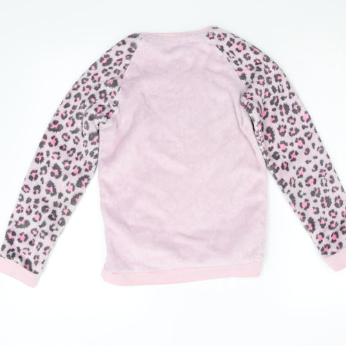 Pep & Co Girls Pink Animal Print Fleece Top Pyjama Top Size 10-11 Years