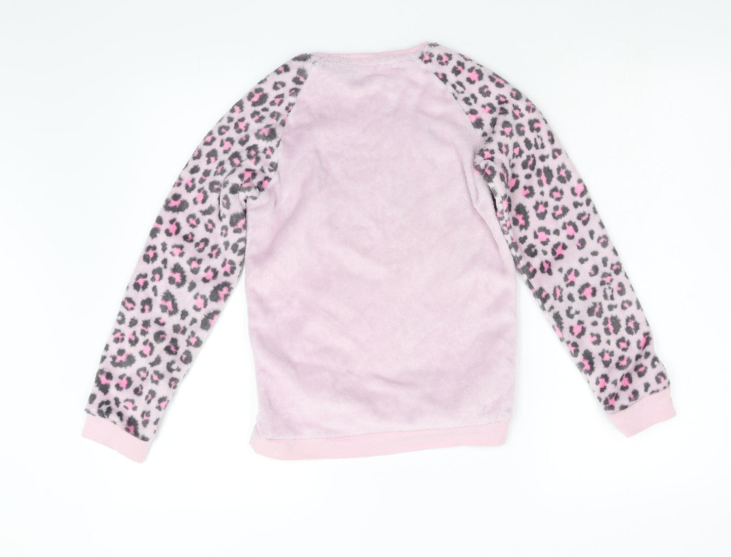 Pep & Co Girls Pink Animal Print Fleece Top Pyjama Top Size 10-11 Years