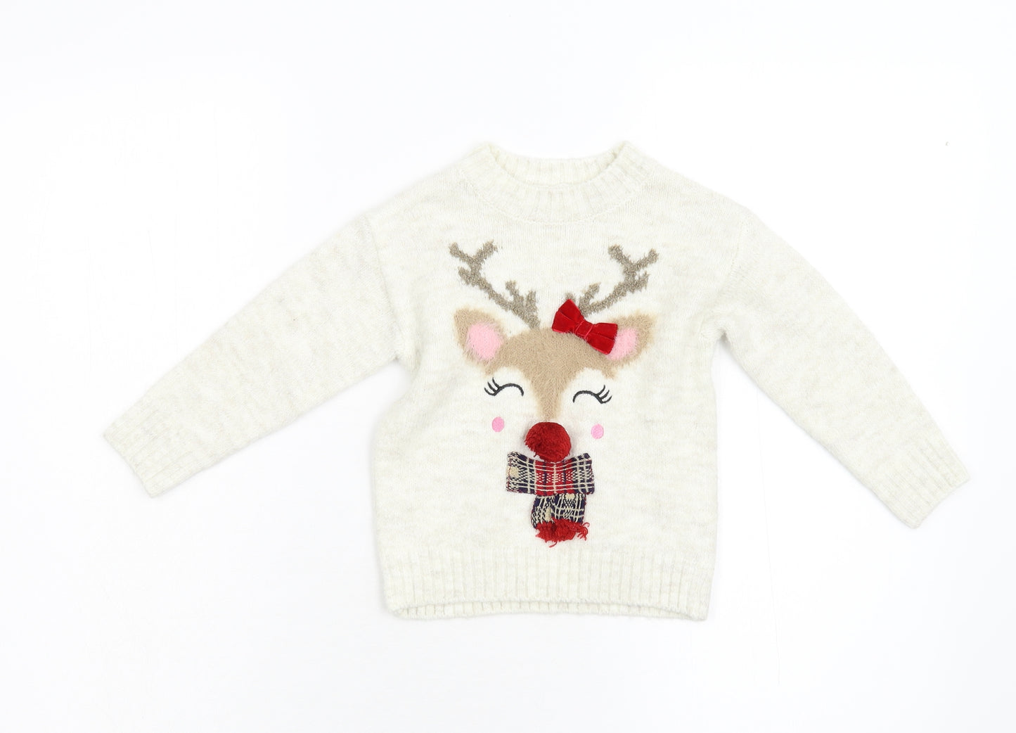 Nutmeg Baby Ivory  Knit Pullover Jumper Size 18-24 Months  - Christmas