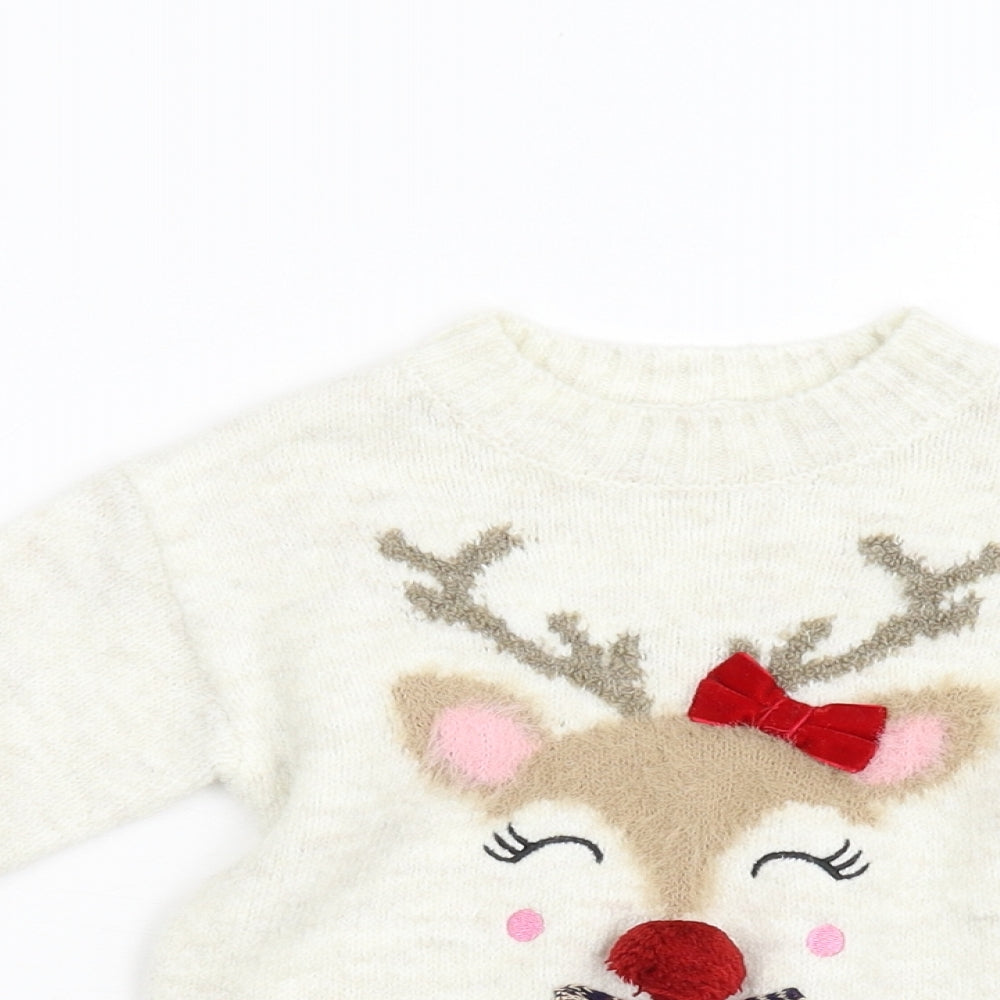 Nutmeg Baby Ivory  Knit Pullover Jumper Size 18-24 Months  - Christmas