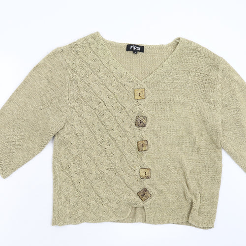 First Avenue Womens Beige  Knit Pullover Jumper Size XL