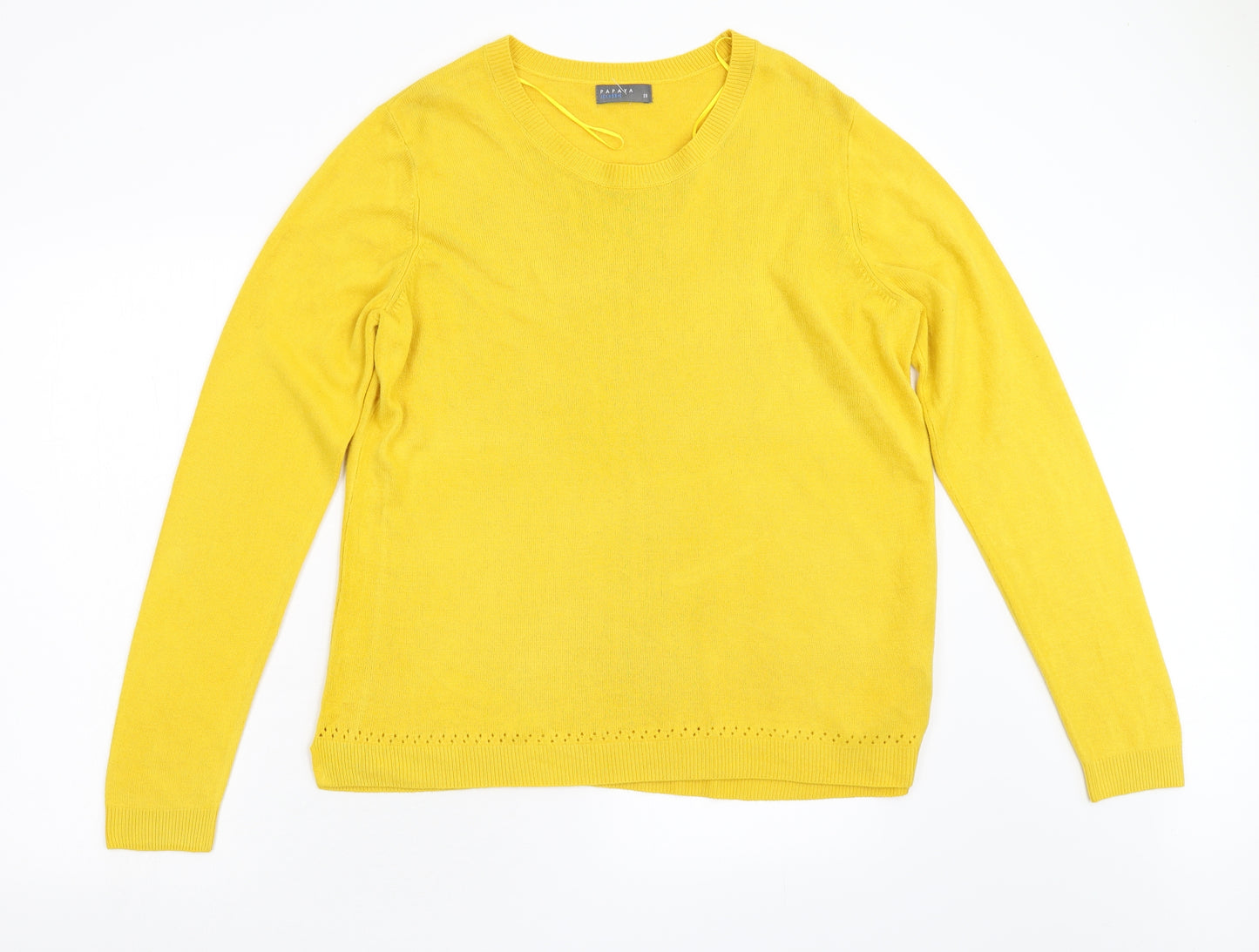Papaya Womens Yellow  Knit Pullover Jumper Size 20