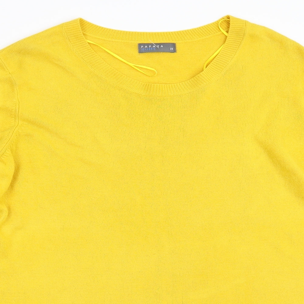 Papaya Womens Yellow  Knit Pullover Jumper Size 20