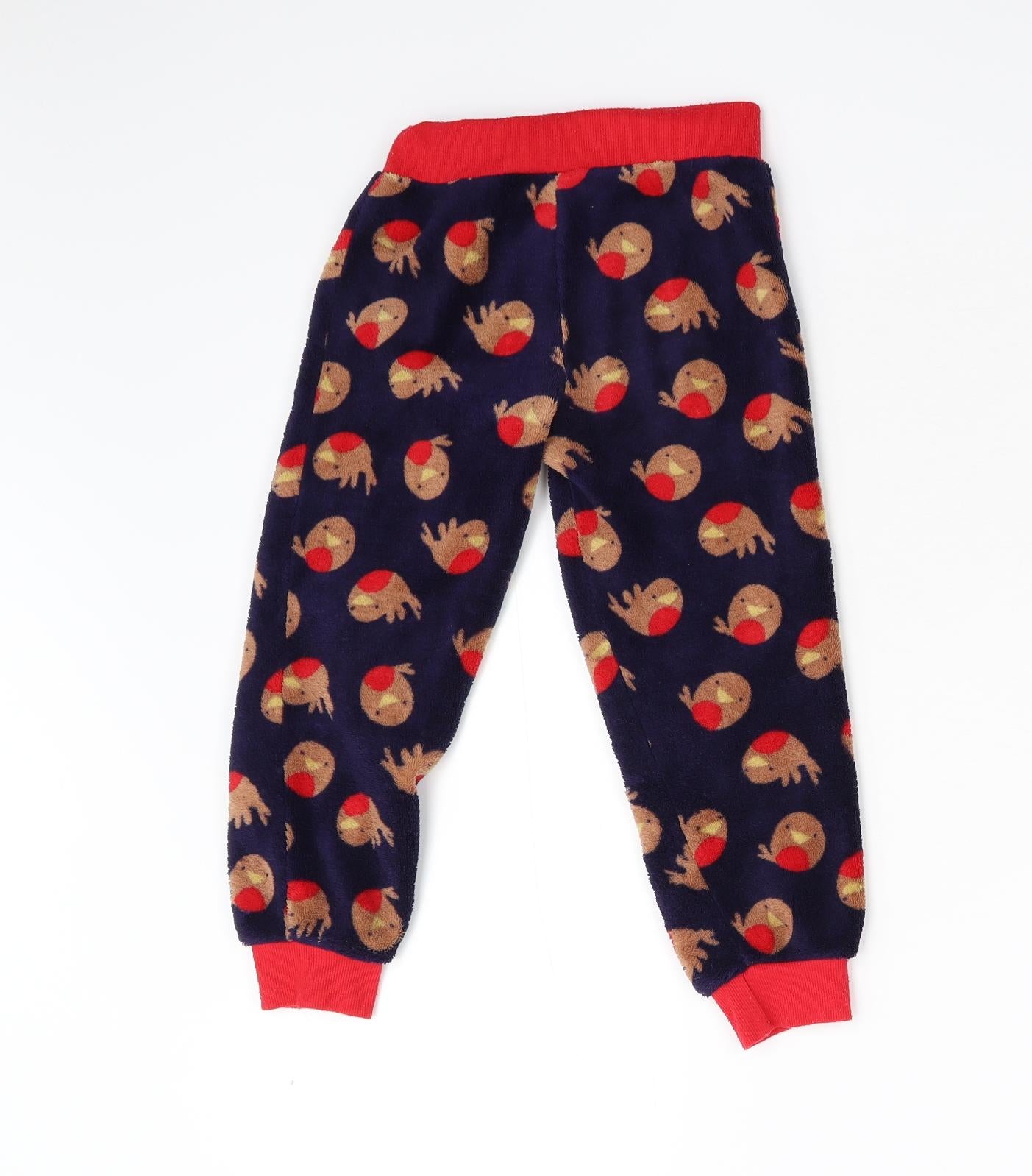 F&F Boys Blue Animal Print Fleece  Pyjama Pants Size 4-5 Years