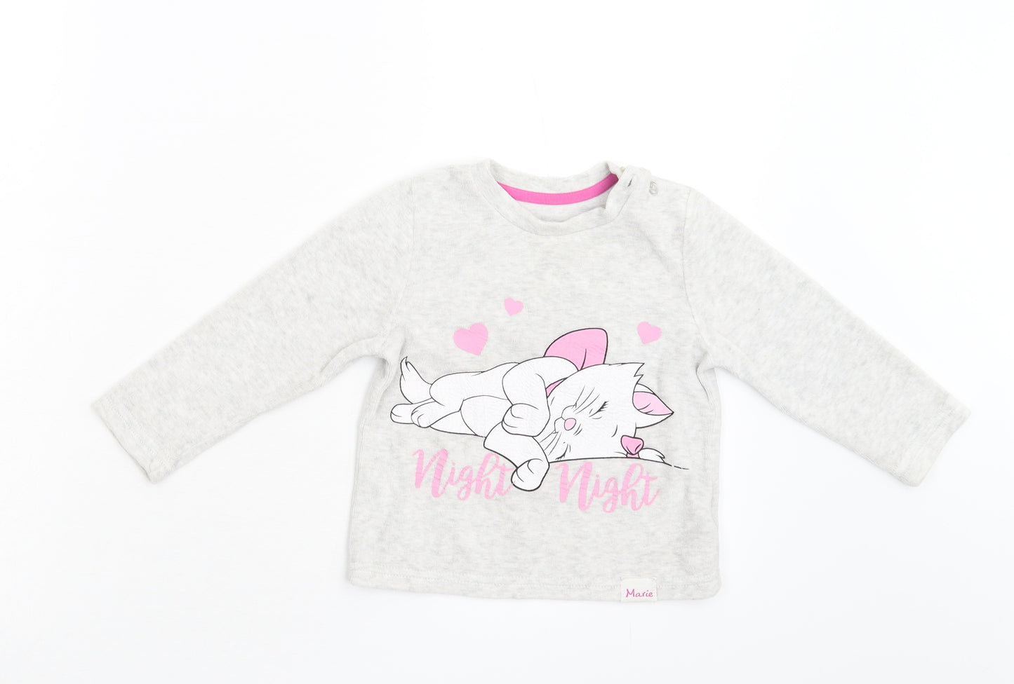 Primark Girls Grey Solid Fleece  Pyjama Top Size 18-24 Months