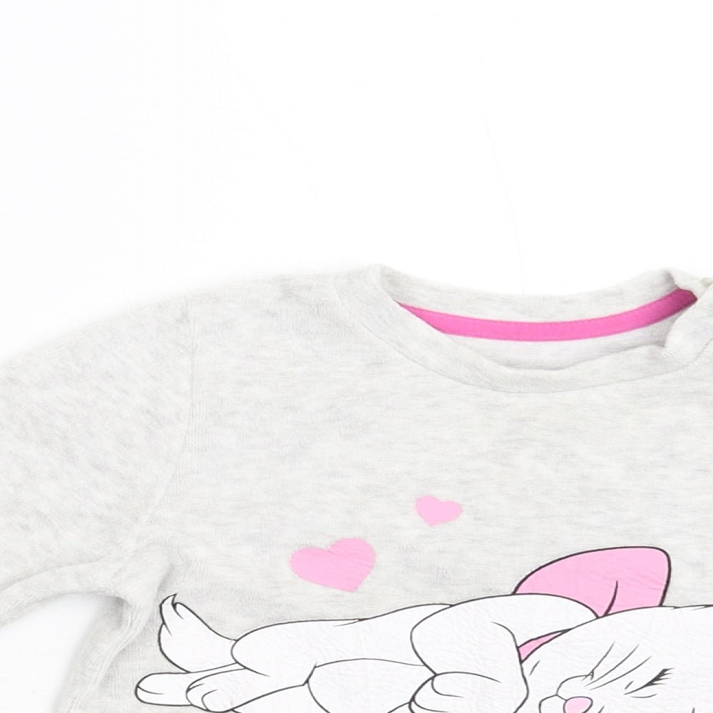 Primark Girls Grey Solid Fleece  Pyjama Top Size 18-24 Months