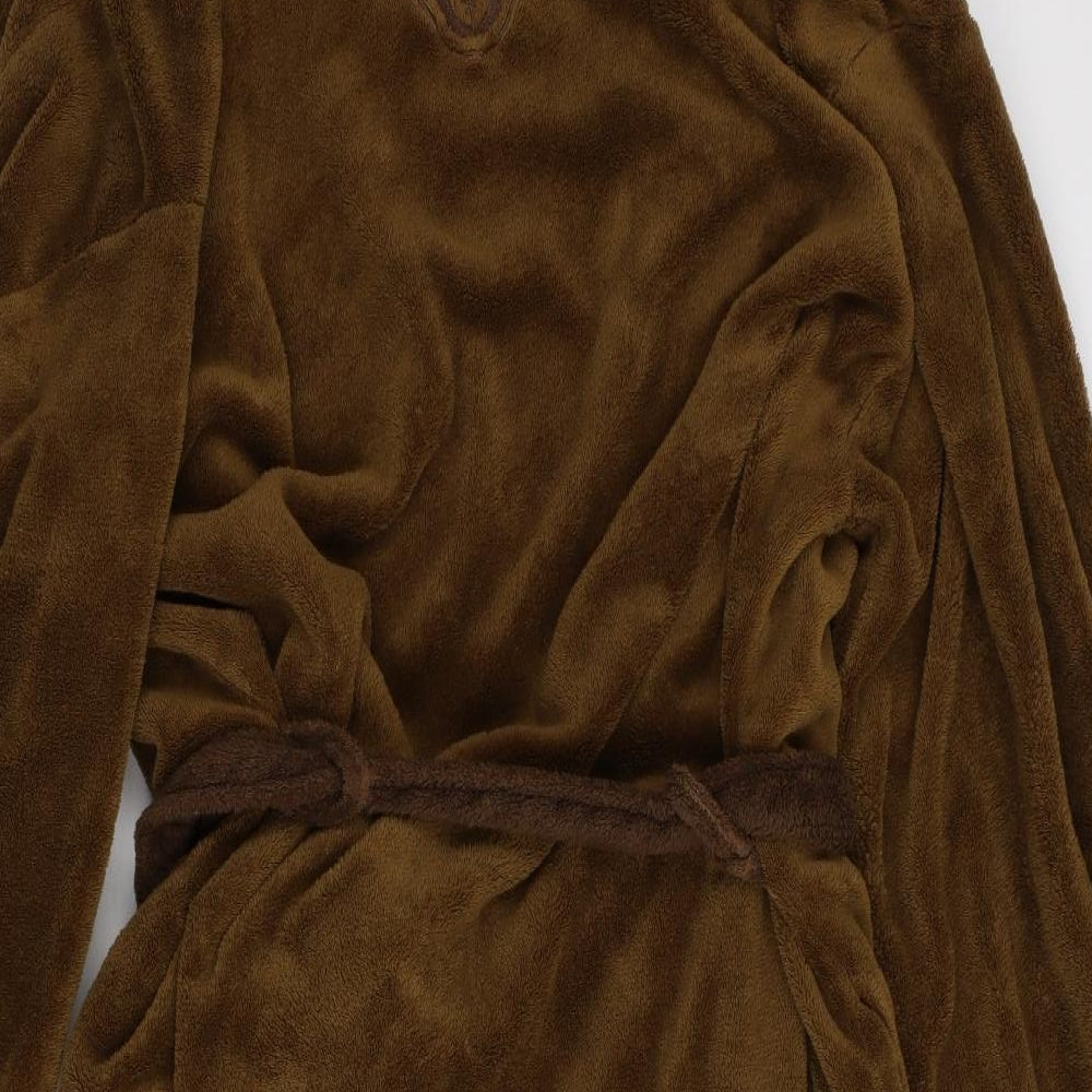 Groovy UK Ltd Mens Brown Solid Fleece  Robe One Size