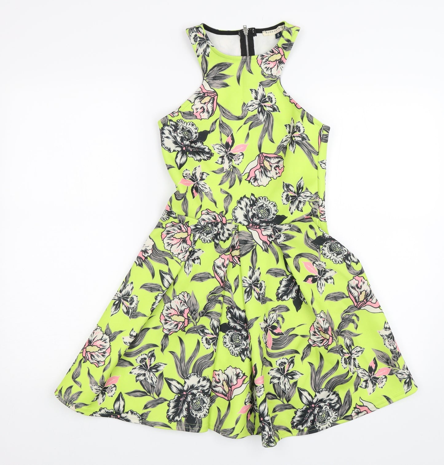 Blonde + Blonde Womens Green Floral  A-Line  Size 8