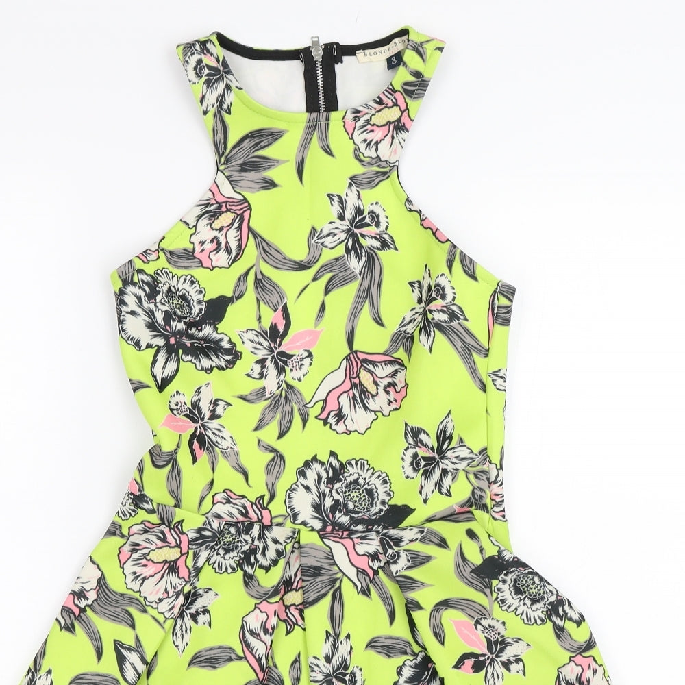 Blonde + Blonde Womens Green Floral  A-Line  Size 8