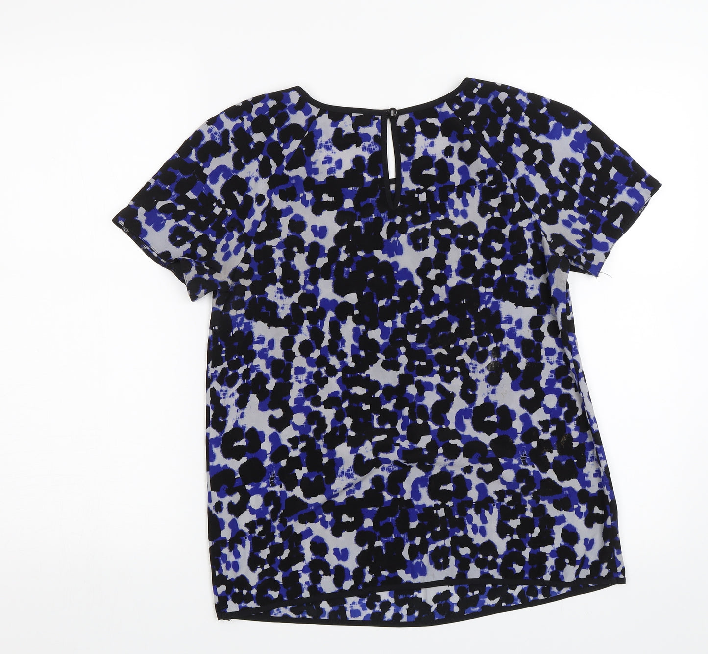 Luxe Womens Blue Animal Print  Basic Blouse Size 8