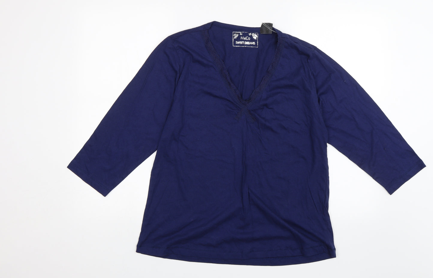 M&Co Womens Blue Solid  Top Pyjama Top Size 14