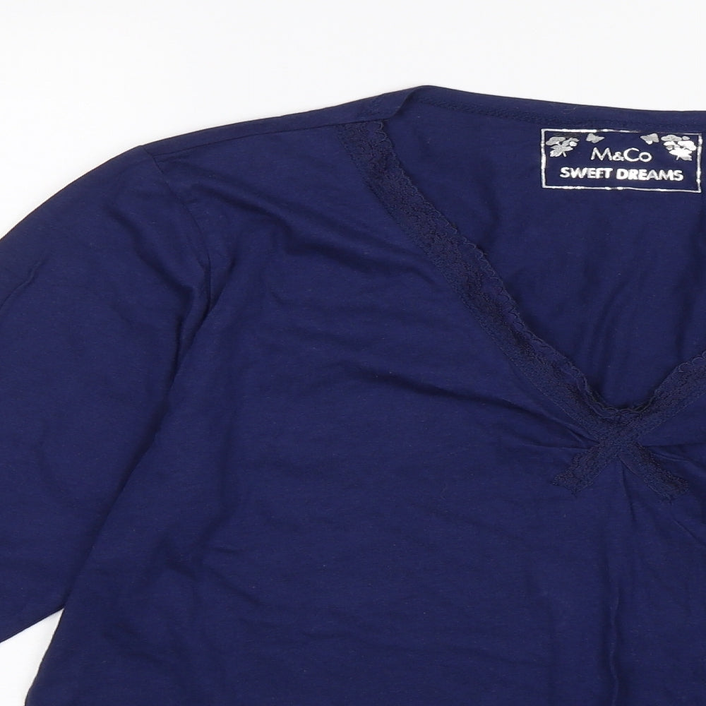 M&Co Womens Blue Solid  Top Pyjama Top Size 14