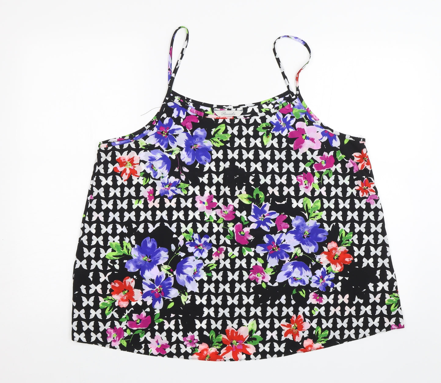Peacocks Womens Black Floral  Camisole Blouse Size 18