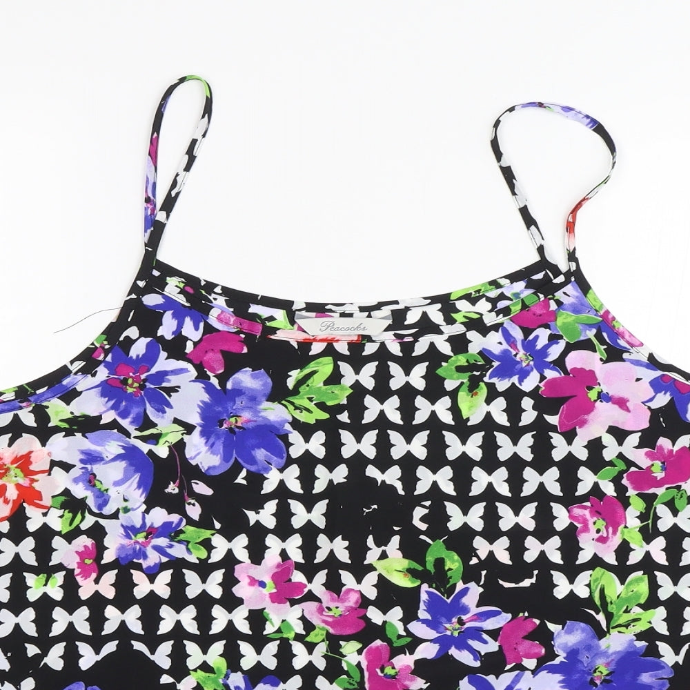 Peacocks Womens Black Floral  Camisole Blouse Size 18