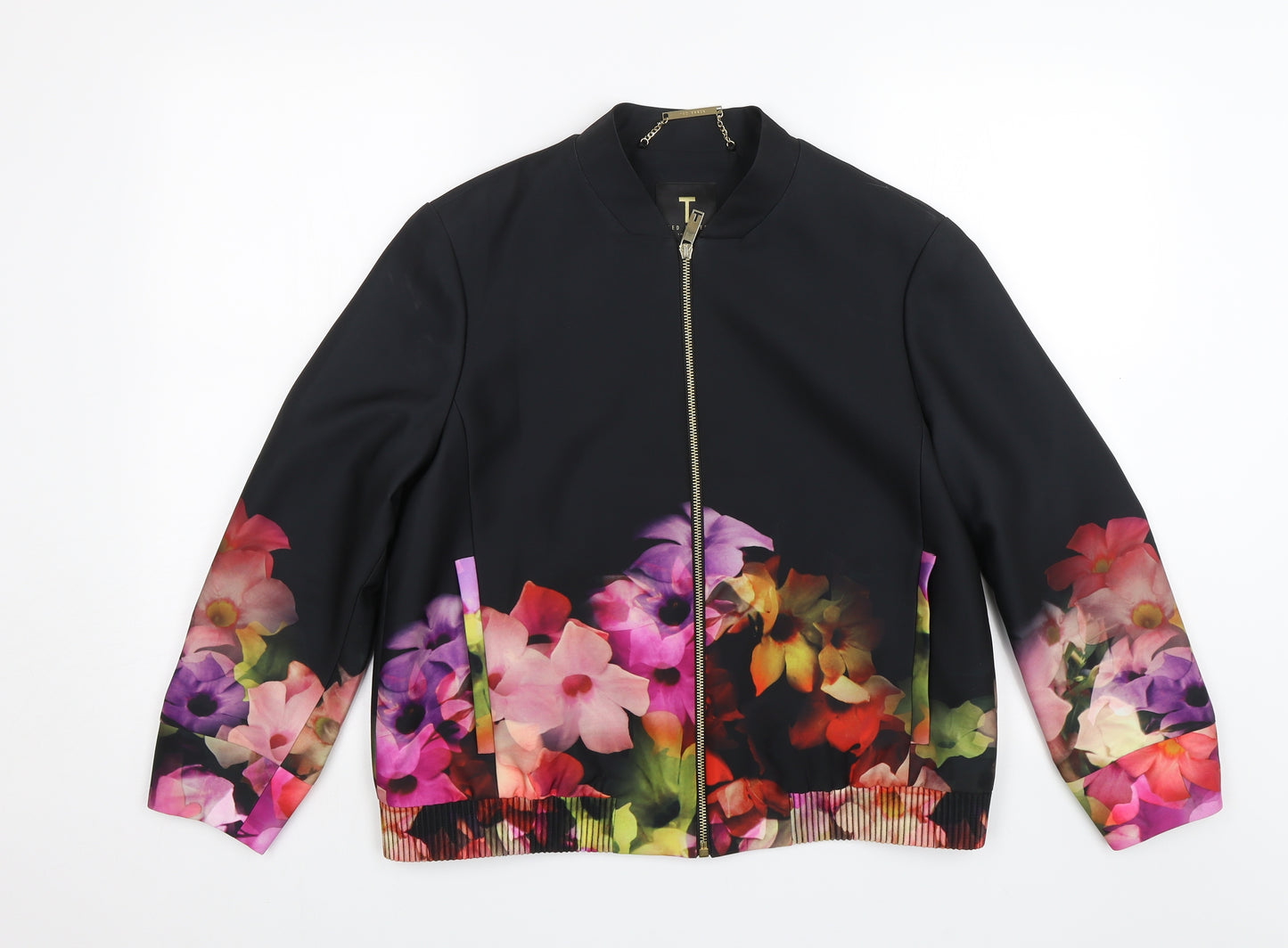 Ted Baker Womens Black Floral  Bomber Jacket Jacket Size 4