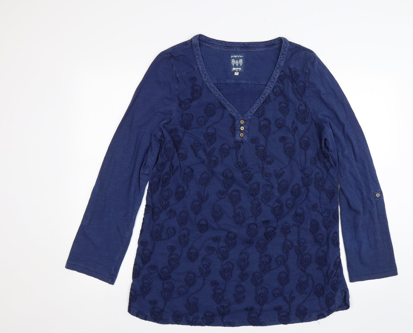 Mantaray Womens Blue Floral  Tunic Blouse Size 16