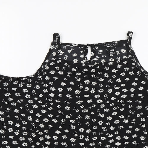 New Look Girls Black Floral  Basic Blouse Size 14 Years