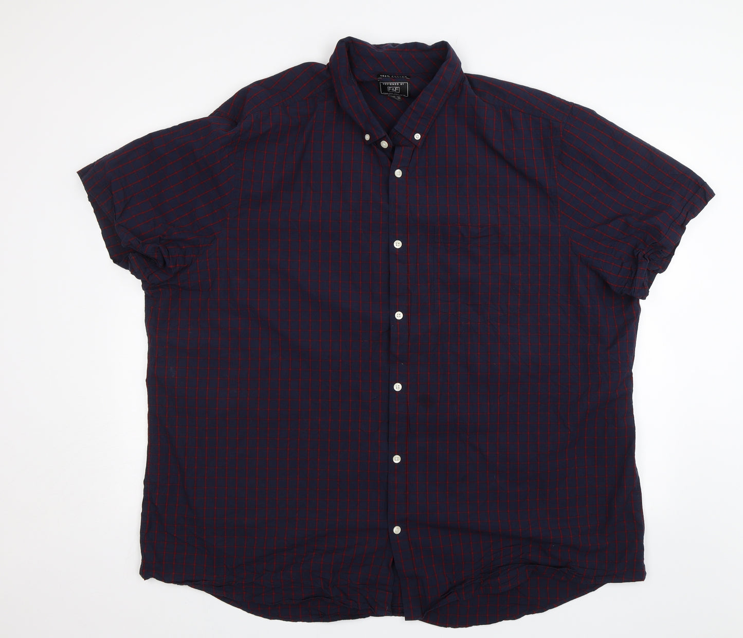 F&F Mens Blue Plaid   Button-Up Size 4XL