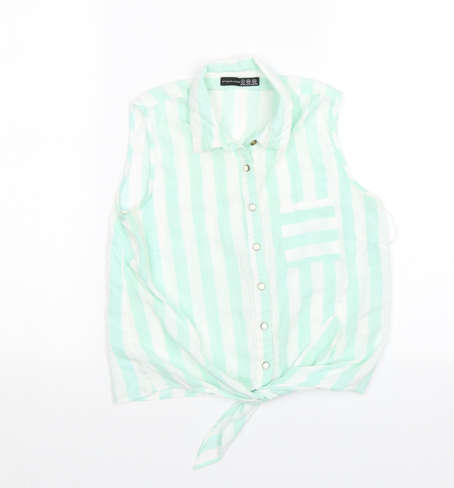 Atmosphere Womens Green Striped  Basic Blouse Size 8
