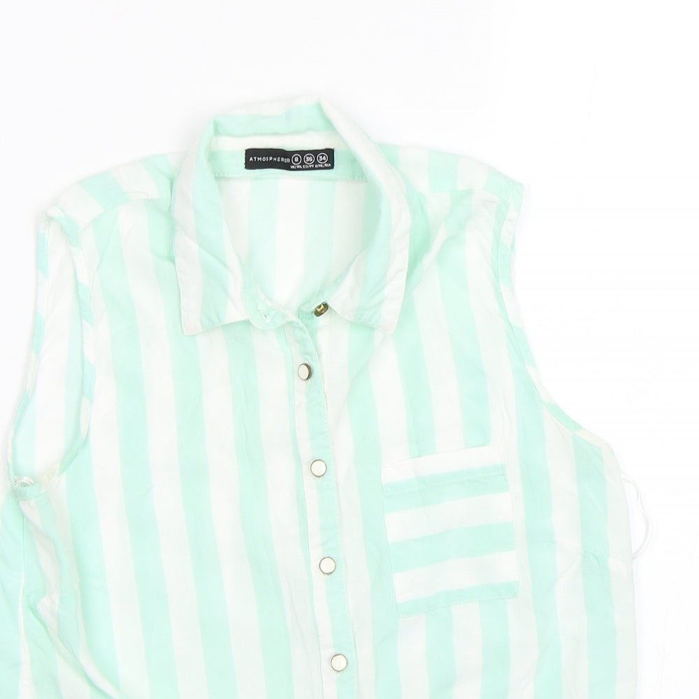 Atmosphere Womens Green Striped  Basic Blouse Size 8